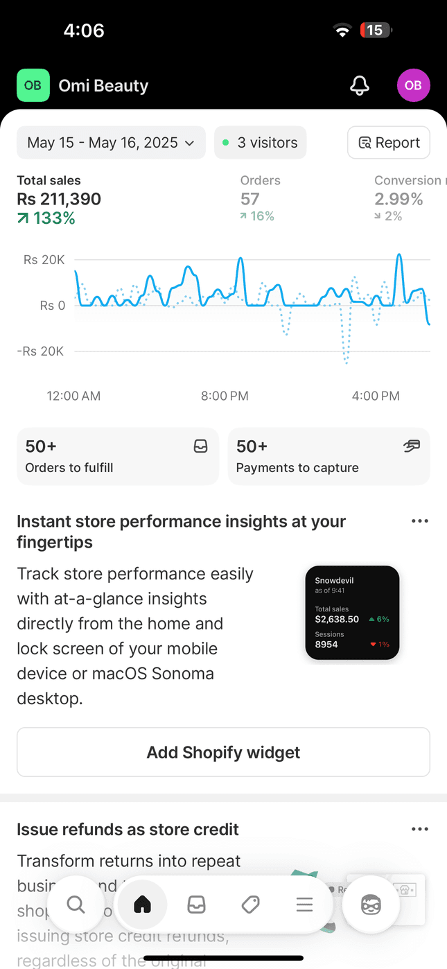 Omi Beauty — hourly sales tracking