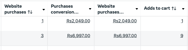Campaign testing — website purchases