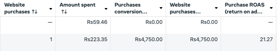 Early creative test — 21.27X ROAS at just Rs223 spent