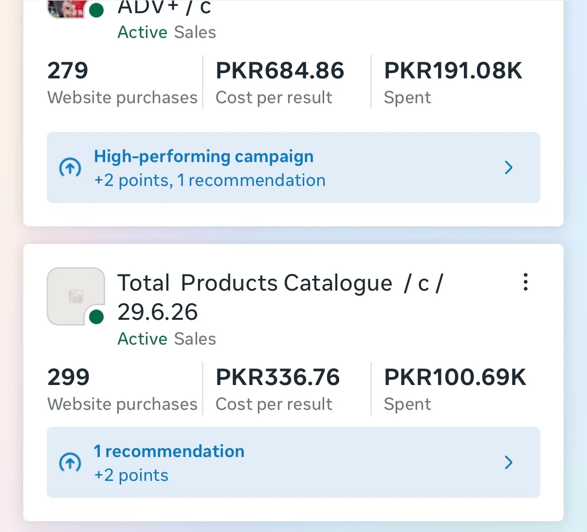 Meta Ads results screenshot