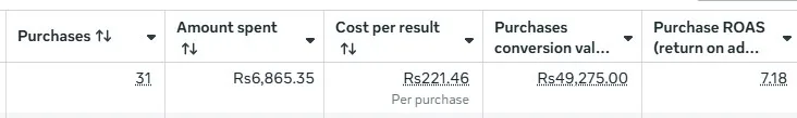 Meta Ads results screenshot