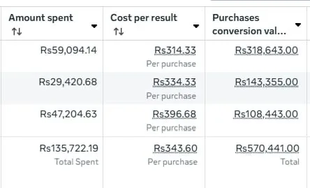 Meta Ads results screenshot