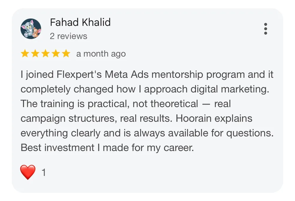 Student review screenshot