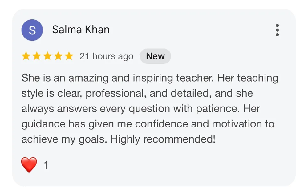 Student review screenshot