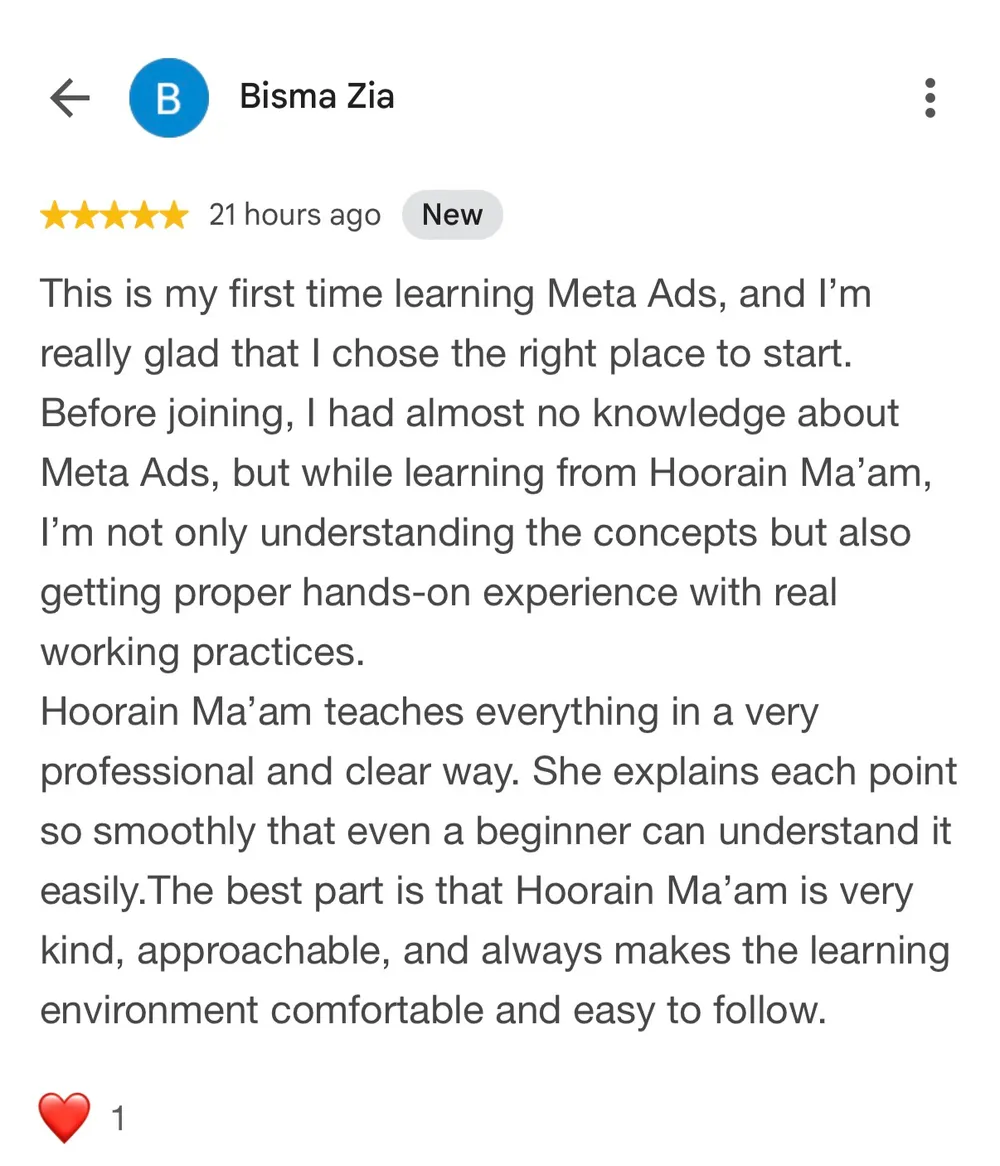 Student review screenshot