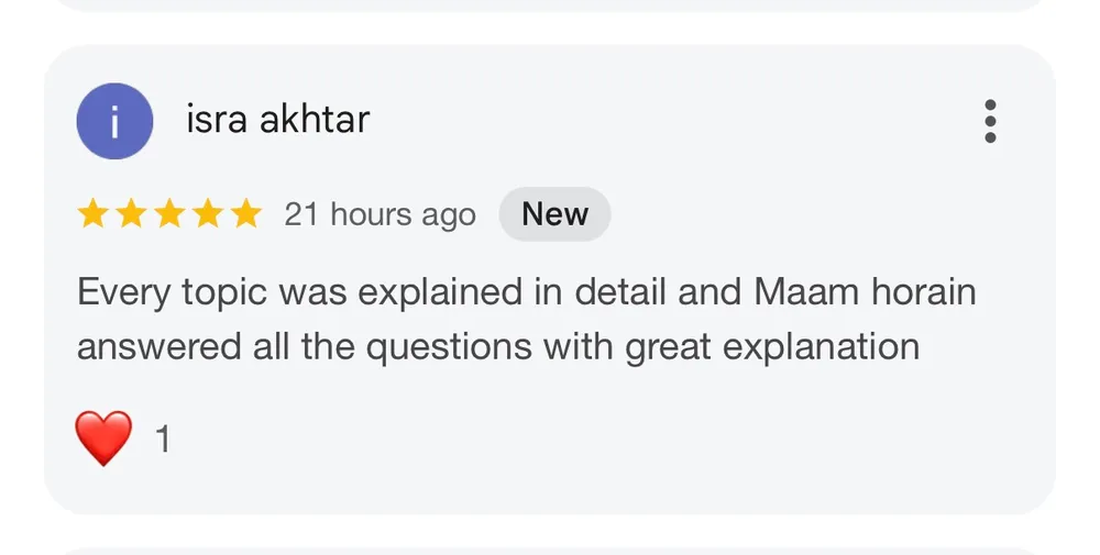 Student review screenshot