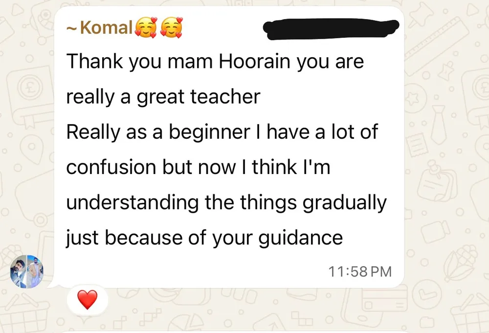 Student review screenshot