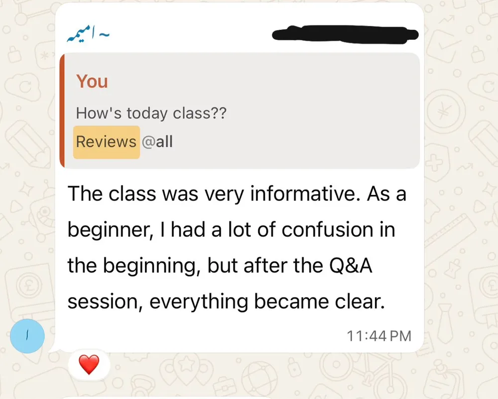 Student review screenshot